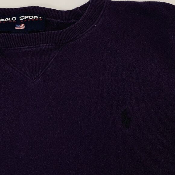 Vintage Ralph Lauren Polo Sport Sweatshirt L Purple Embroidered Pony Crew USA - Picture 4 of 8